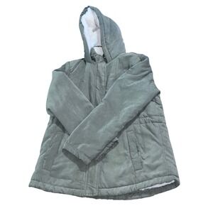 Ci‎ Sono Womens Padded Jacket Olive Green Sherpa Lined Hooded Winter Coat Medium
